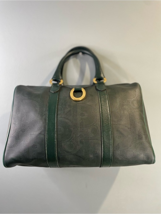 Dior Handbags - Vintage Christian Dior Hunter Green Oblique Trotter Boston Bag